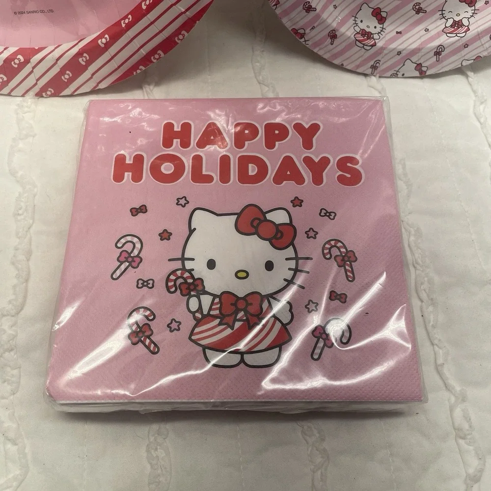Sanrio Hello Kitty Holiday Party Christmas Paper Tableware Set 72 Pieces NEW